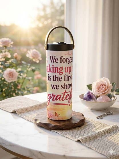Gratitude Tumbler 20oz | Insulated Travel Coffee or water Cup with Handle | Inspirational Gift